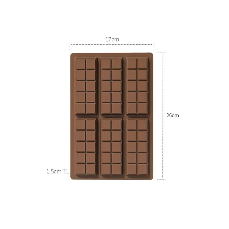 (5 PCS) YH916 Silicone Chocolate Bar Mold | BPA-Free, Heat-Resistant, Non-Stick Baking Tray, Measures 26 cm x 17 cm x 1.5 cm