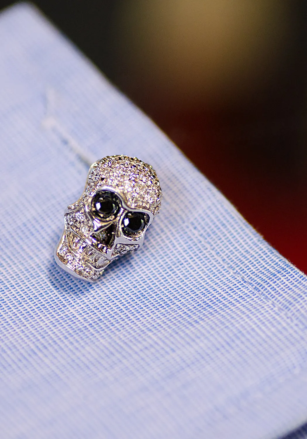 Adolfo Courrier Black & White Diamond Skull & Crossbones Cufflinks