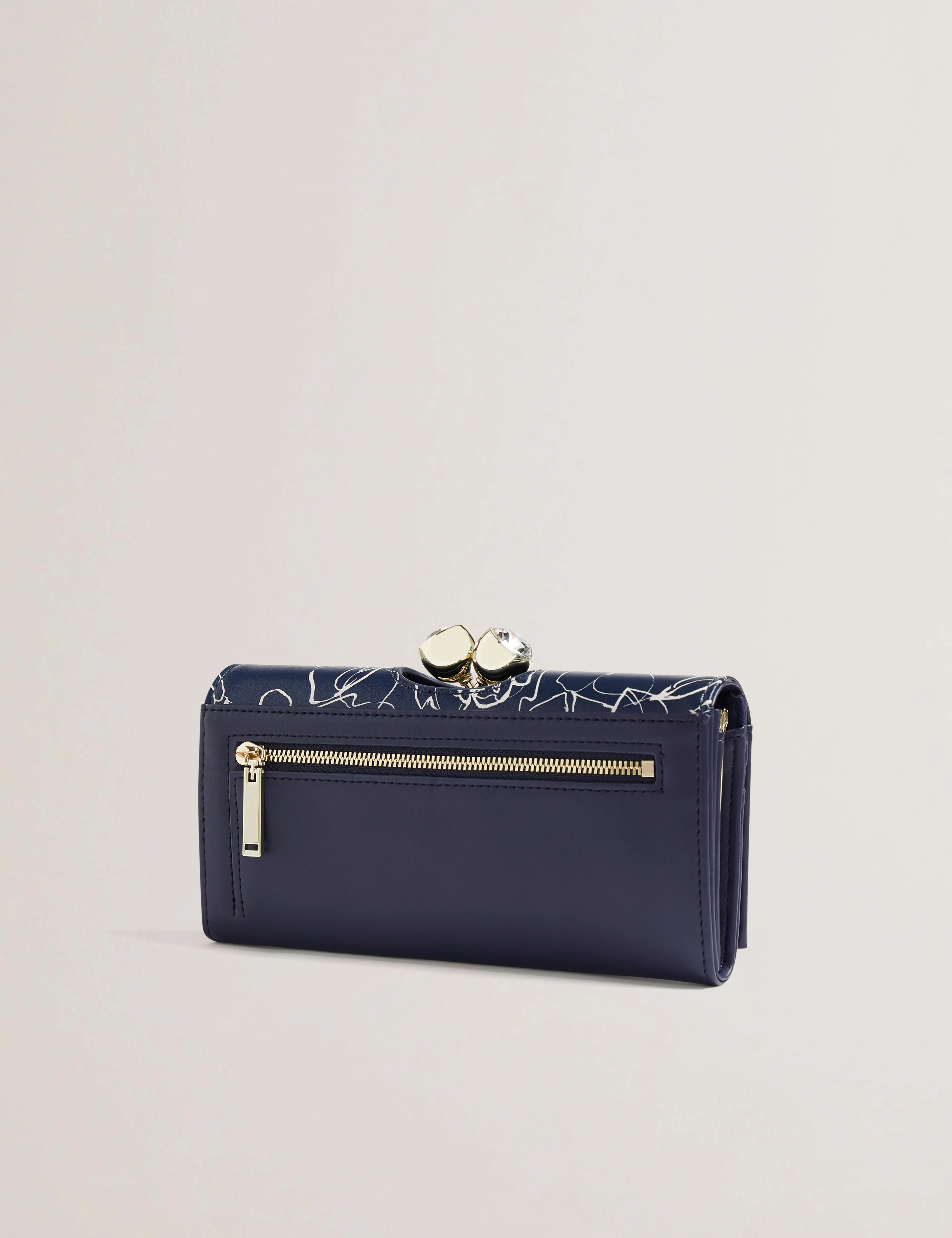 Alimey Linear Rose Large Bobble Purse Navy