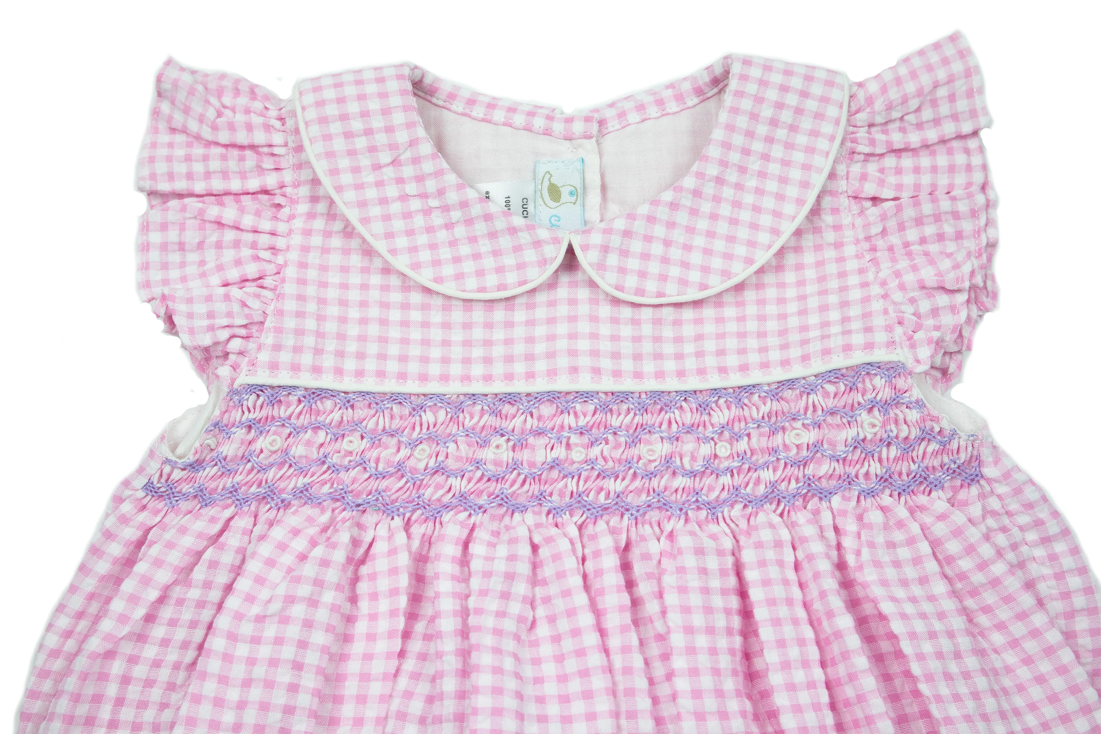 Anna Smocked Bubble Romper, Pink