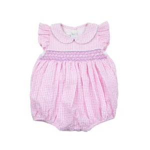Anna Smocked Bubble Romper, Pink