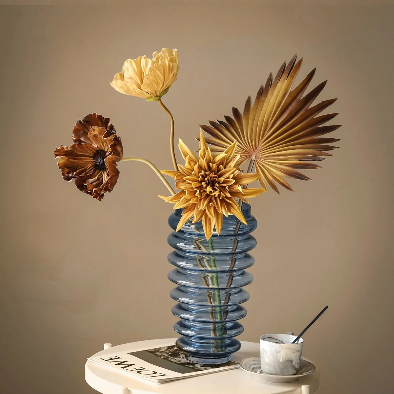 Artificial Dahlia and Poppies Stems