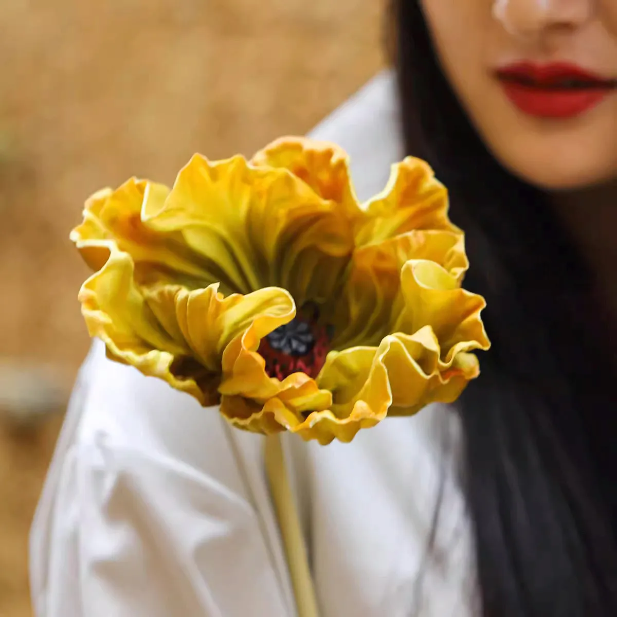 Artificial Dahlia and Poppies Stems