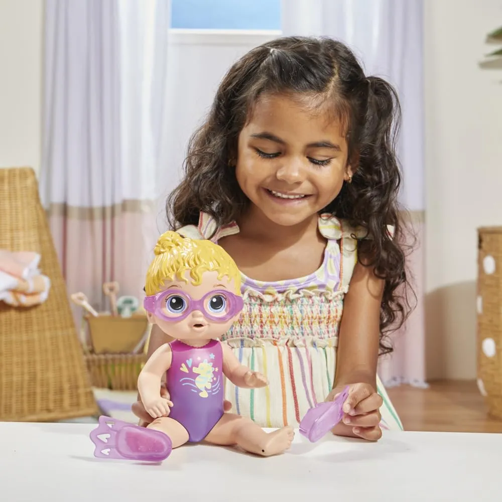 Baby Alive Sunny Swimmer Blonde Hair 10-Inch Water Baby Dolls for 3 Year Old Girls and Boys and Up