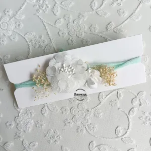 Babymoon Baby Designer Floral Headband - White