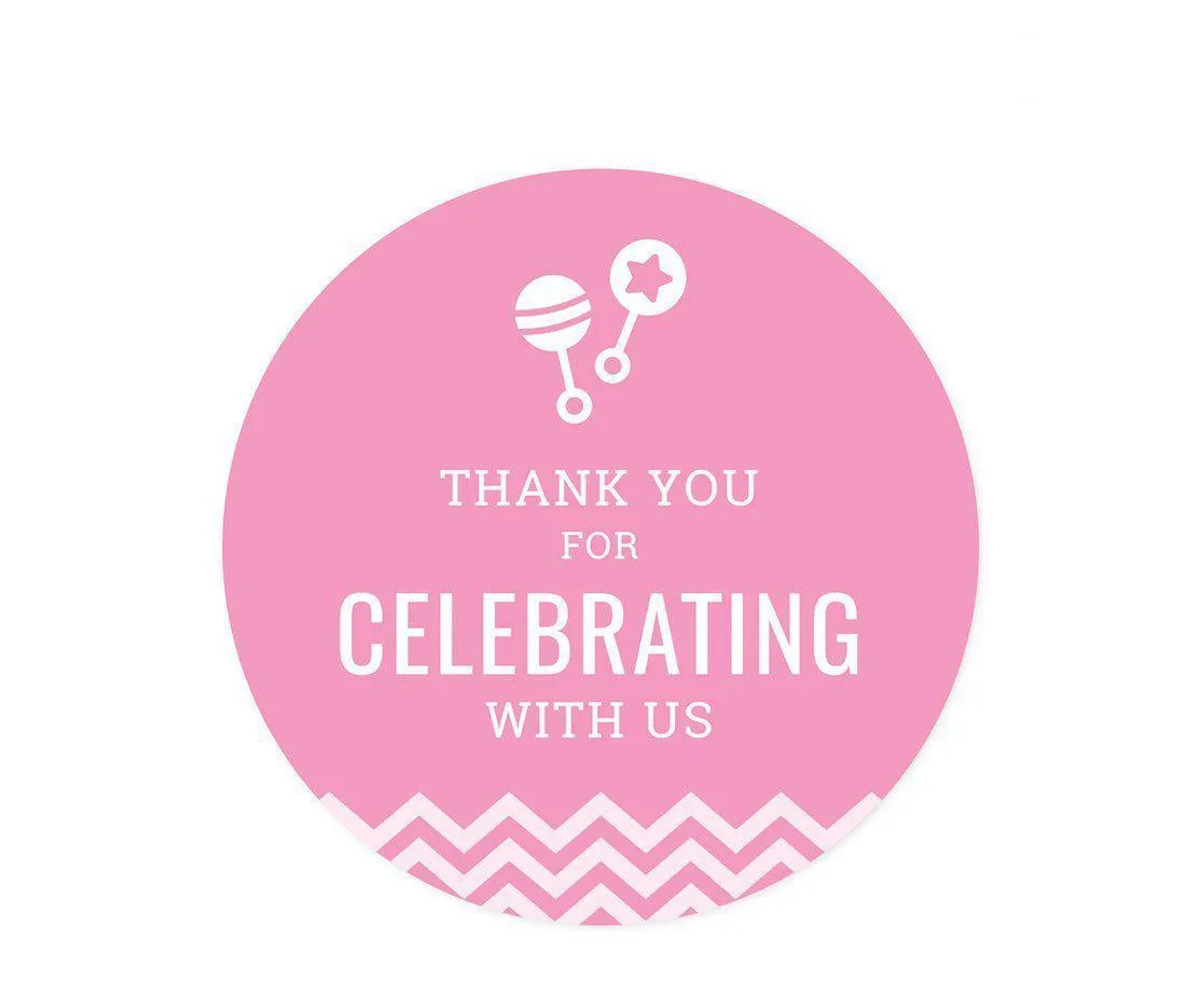 Chevron Baby Shower Round Circle Label Stickers