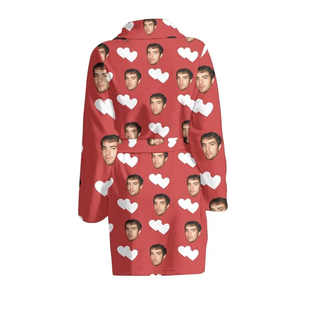 Custom Face Love Heart Women's Summer Bathrobe Gifts for Her