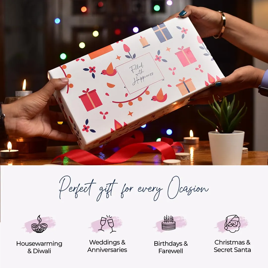 Gleevers Gift Set for Housewarming, Diwali | Gift Box of 3 with Stainless Steel Bottle(Green, 1 LTR) & 2 Candles(60g) | Gift for Housewarming,Secret Santa Gifts