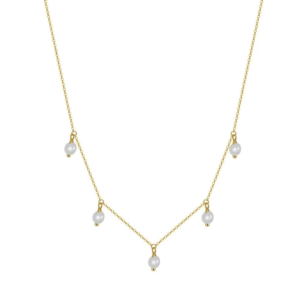 Gold Sterling Silver Pearl Necklace