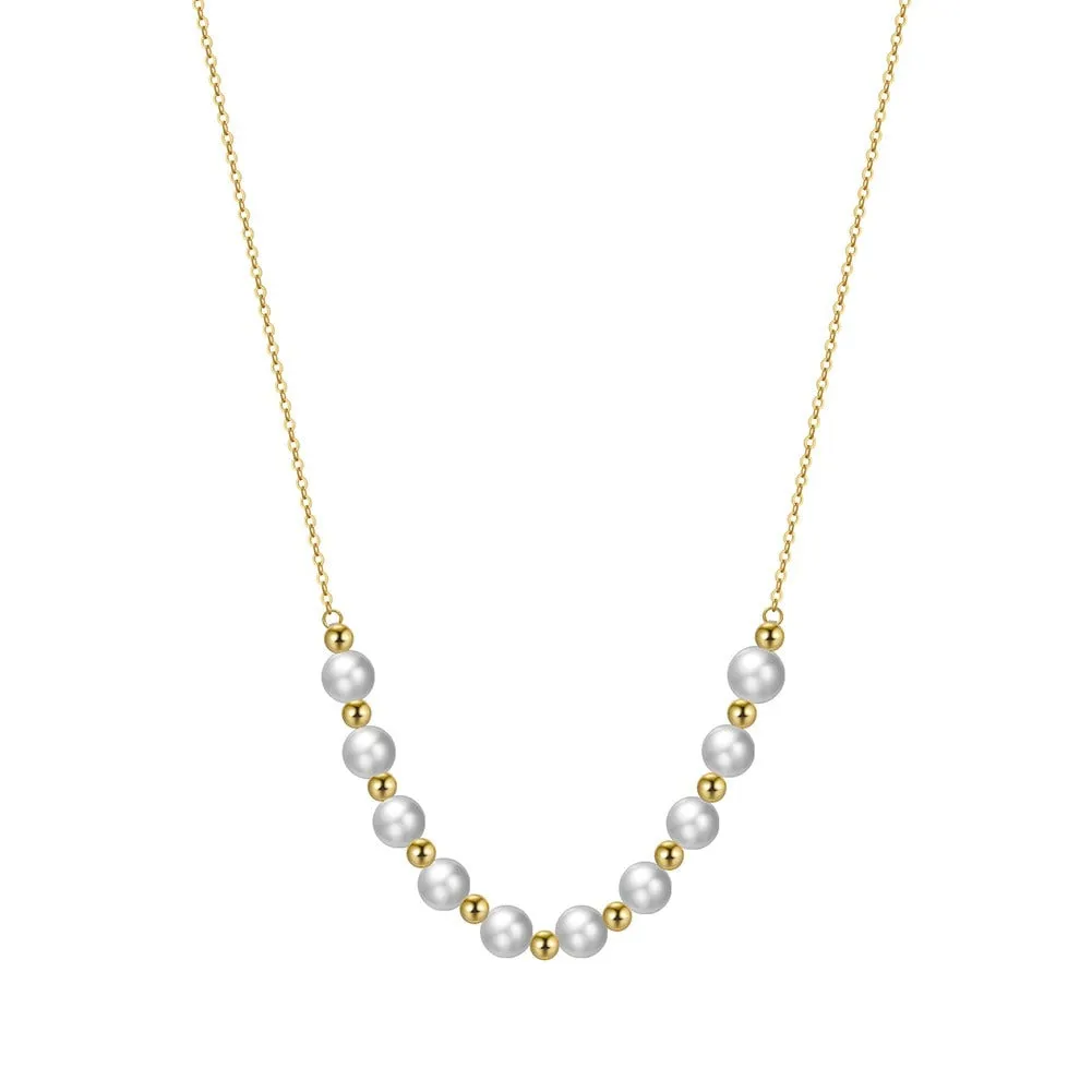 Gold Sterling Silver Pearl Necklace