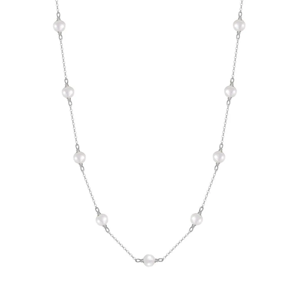Gold Sterling Silver Pearl Necklace