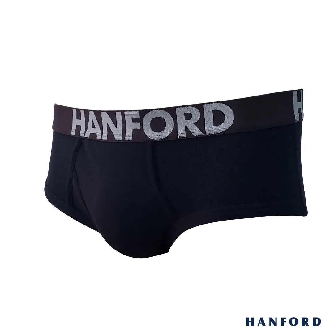 Hanford Men Premium Ribbed Cotton Modern Hipster Briefs w/ Fly Opening Damian - Assorted (3in1 Pack)