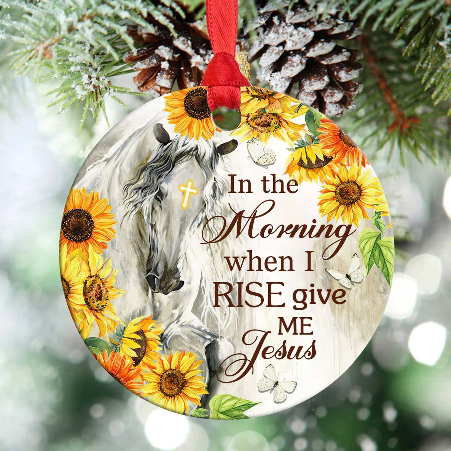 Horse Faith 3 Ceramic Circle Ornament - Decorative Ornament - Christmas Ornament