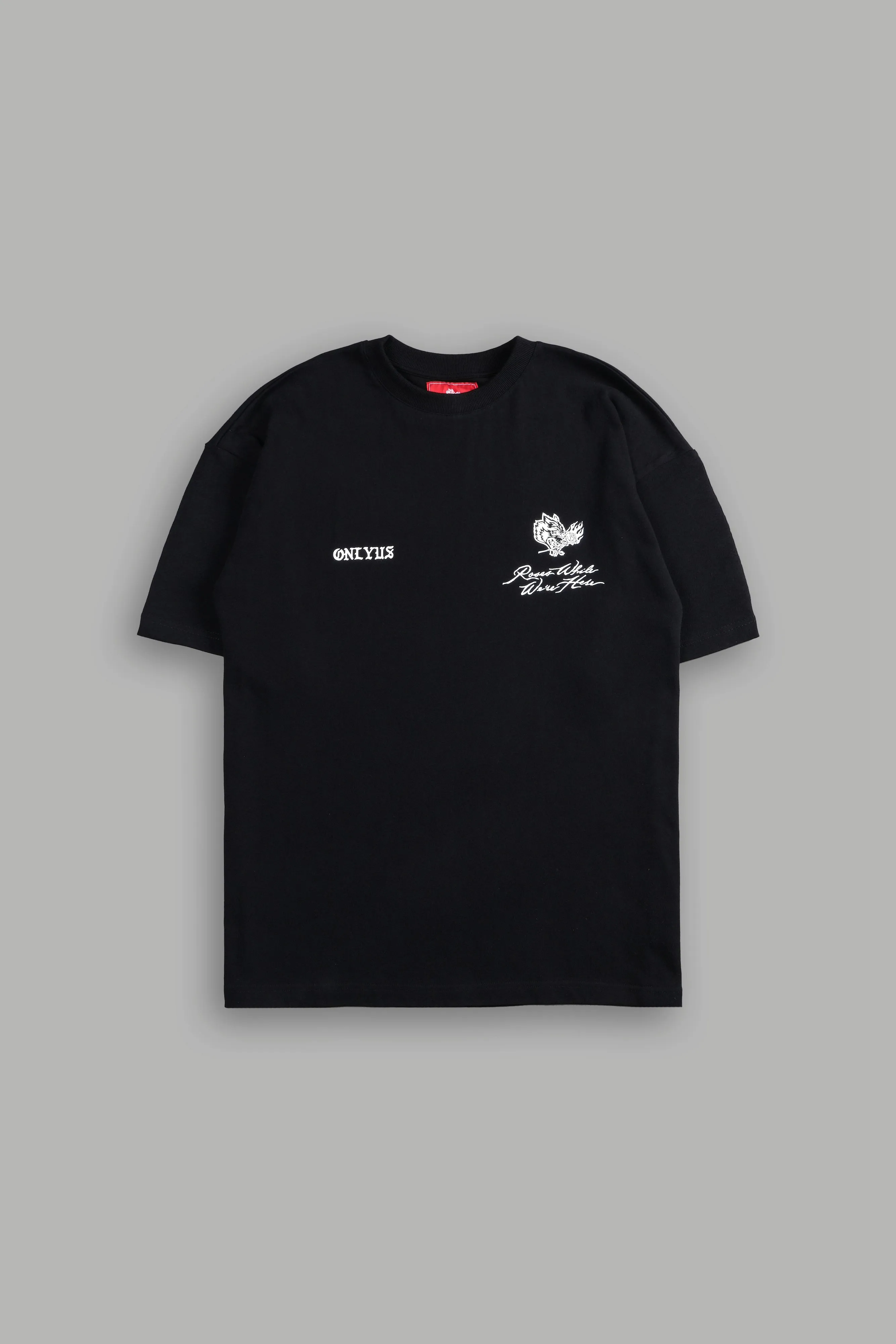 Mori Among Roses "Side By Side" Oversized Tee in Black
