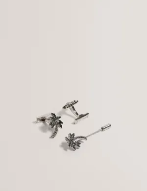 Palmiie Palm Tree Cufflink Lapel Pin Silver