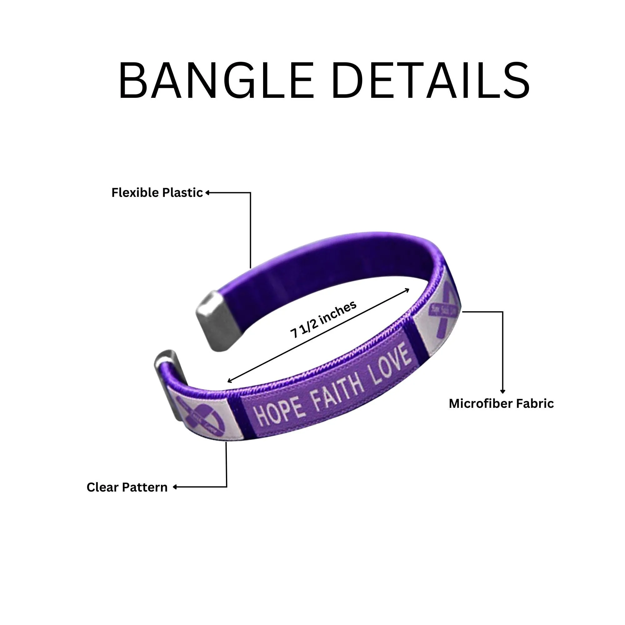 Purple Ribbon Awareness Bangle Bracelets