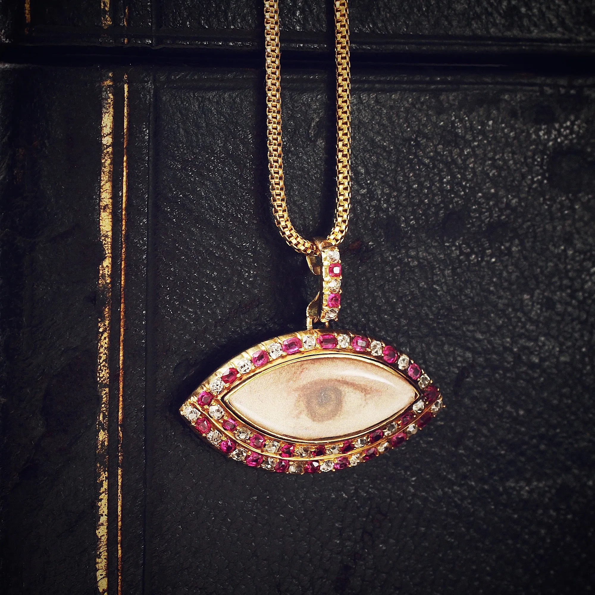 Rare Antique Ruby & Diamond Lover's Eye Locket
