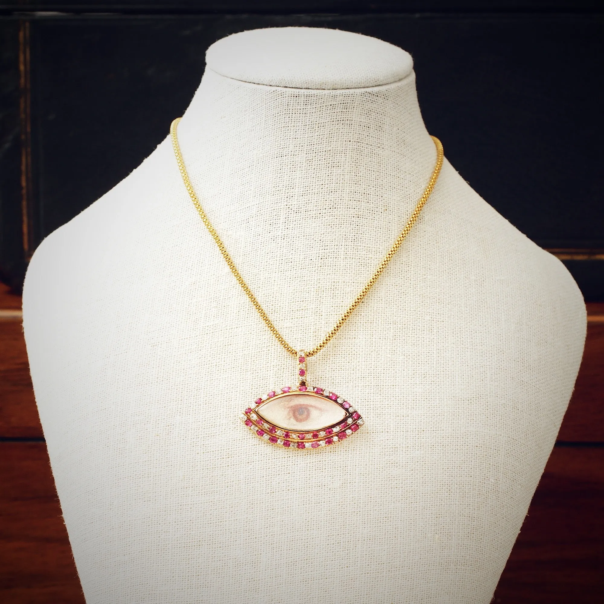 Rare Antique Ruby & Diamond Lover's Eye Locket
