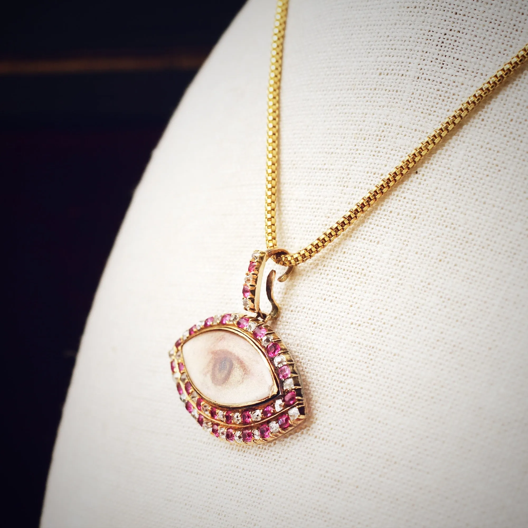 Rare Antique Ruby & Diamond Lover's Eye Locket