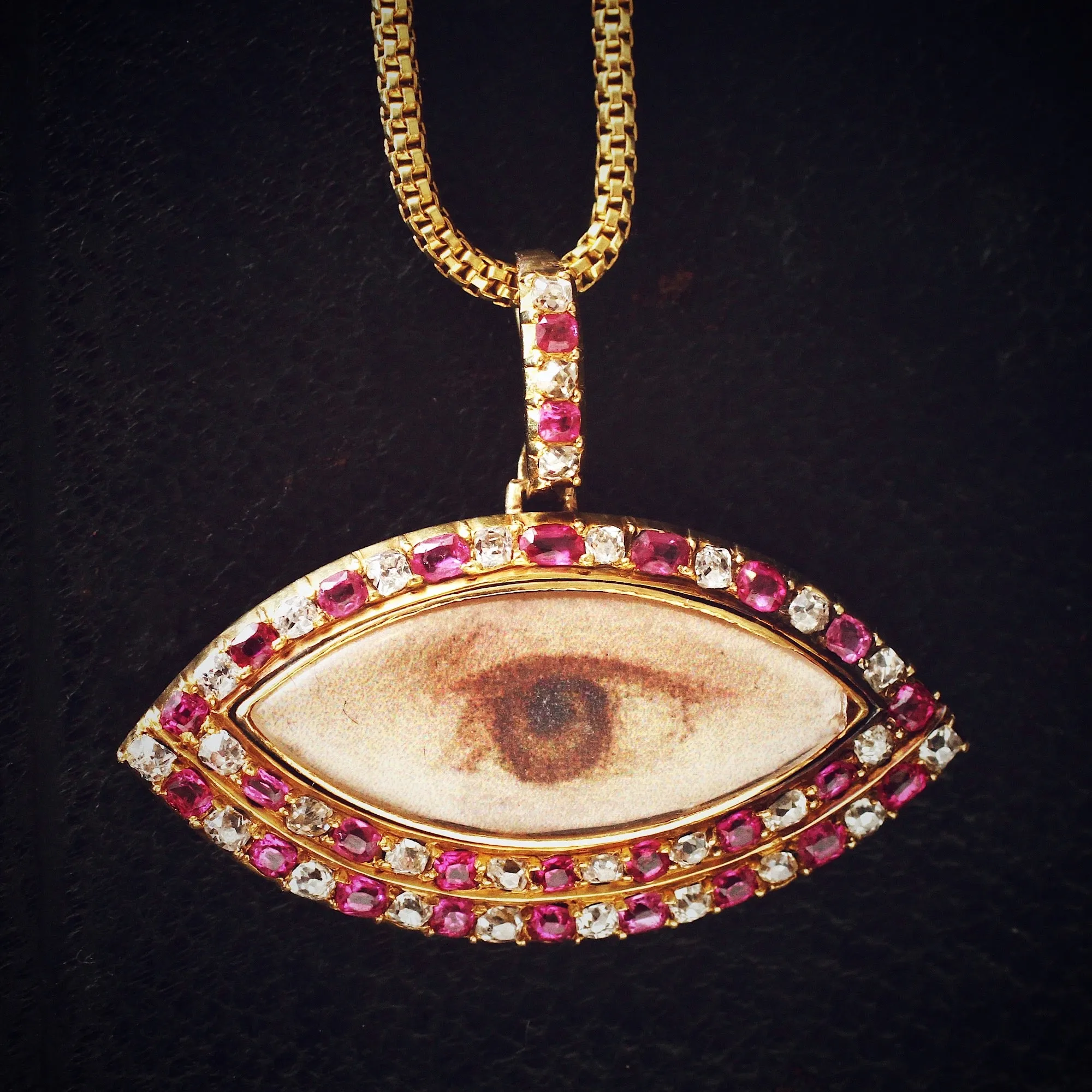 Rare Antique Ruby & Diamond Lover's Eye Locket