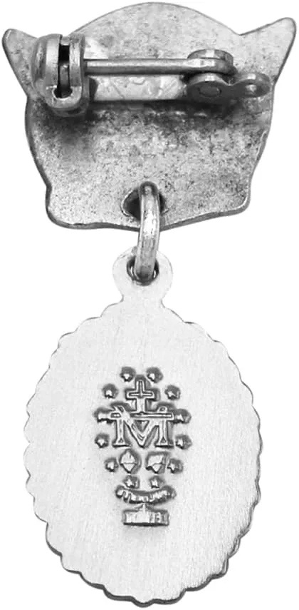 Rosemarie's Religious Gifts Petite Angel Pin with Sterling Silver Enameled Oval Miraculous Medal of Mary