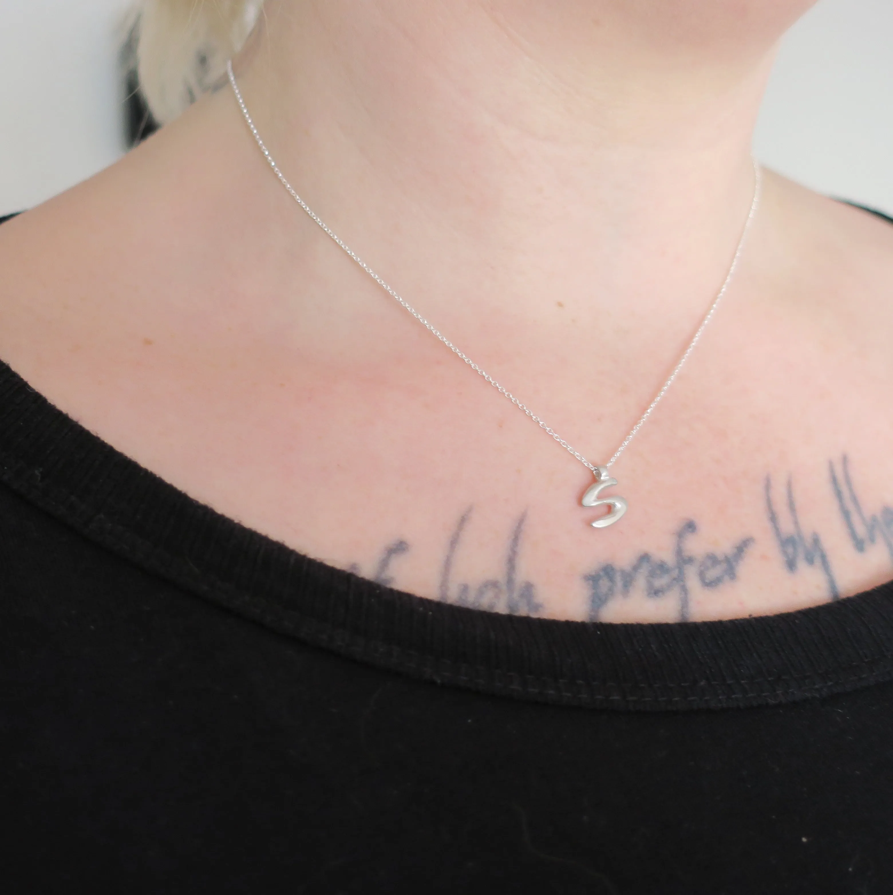 S - handwritten letter necklace