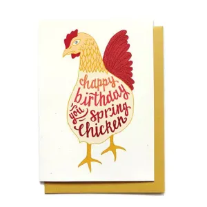 Spring Chicken Birthday Card