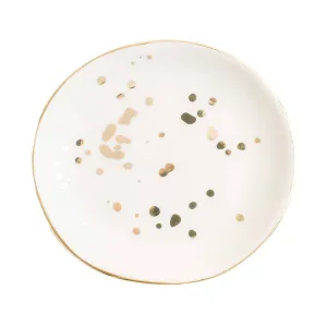 White Gold Speckled Jewelry Dish